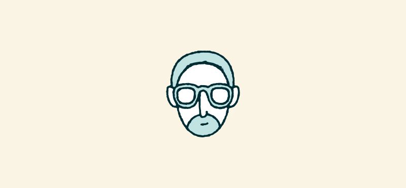 Illustrations of a man with an oval face wearing glasses